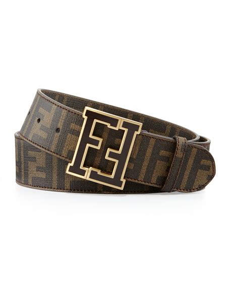 fendi brown zucca college belt red buckle|Fendi.